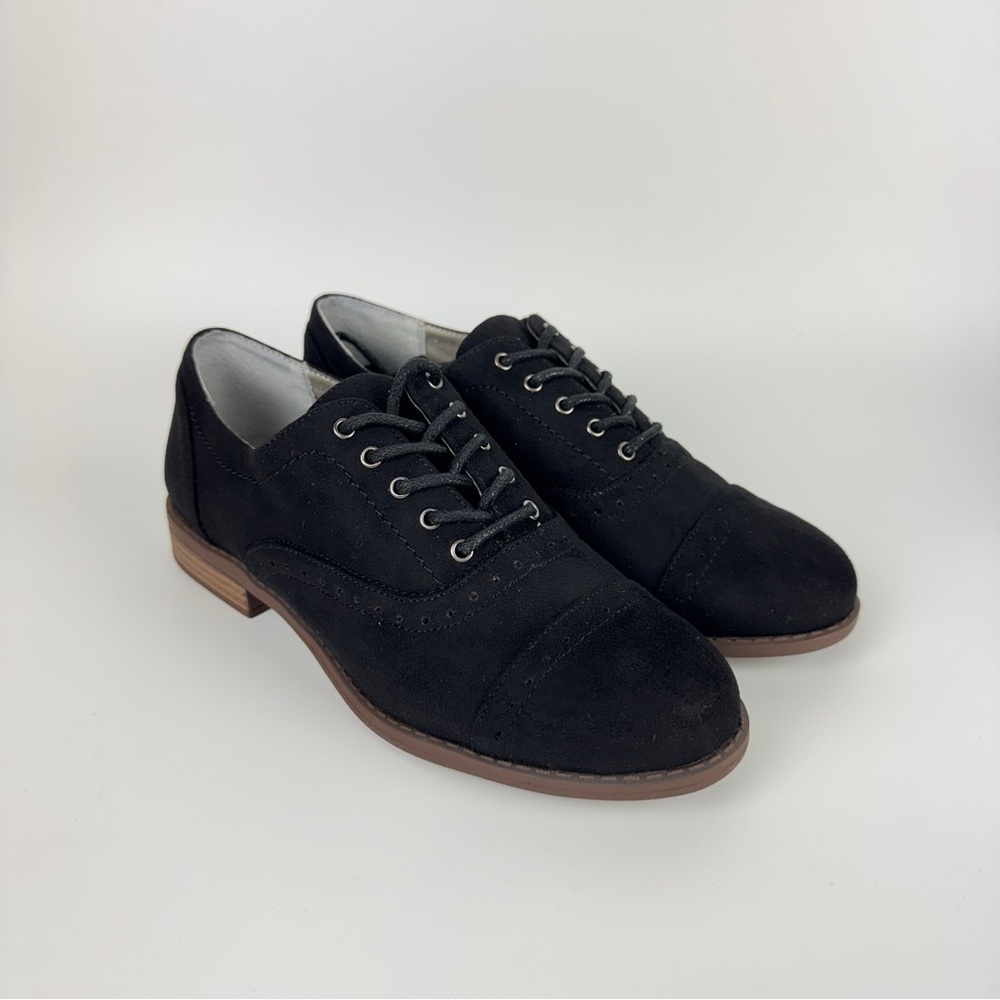 Nine West Women Black Suede Oxford Lace-Up Shoes
